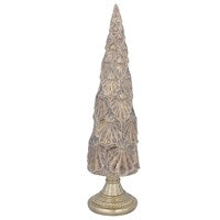 Gold Embossed Resin Cone Tree Ornament, Large