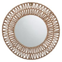 Woven Raffia Round Mirror, Large