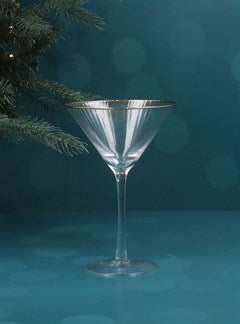 Ribbed Martini Glass with Gold Rim