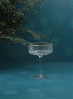 Ribbed Coupe Glass with Gold Rim