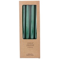 Dark Green Dipped Wax Taper Candle, Pack/4