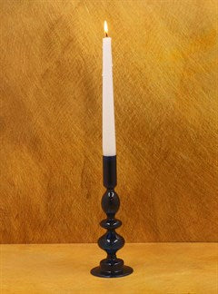 Dark Blue Piped Taper Candle Holder, Small