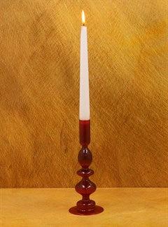 Dark Red Piped Taper Candle Holder, Small