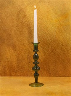 Dark Green Piped Taper Candle Holder