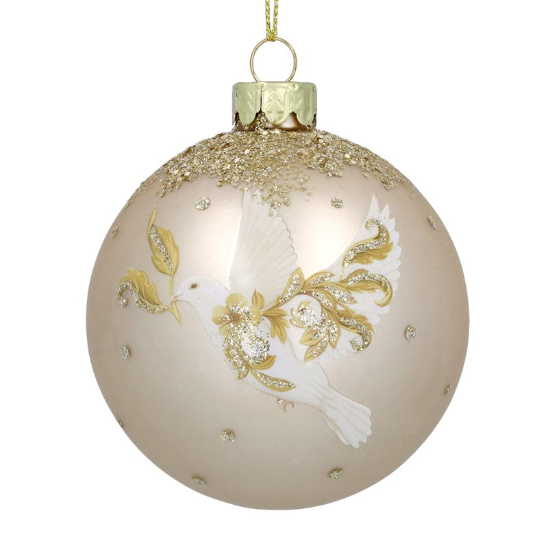 Matt Pale Gold Rococo Dove Glass Ball