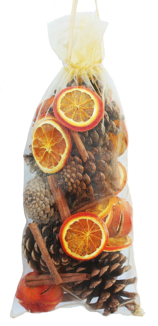 Potpourri Large Cone, Orange & Cinnamon Organza Bag