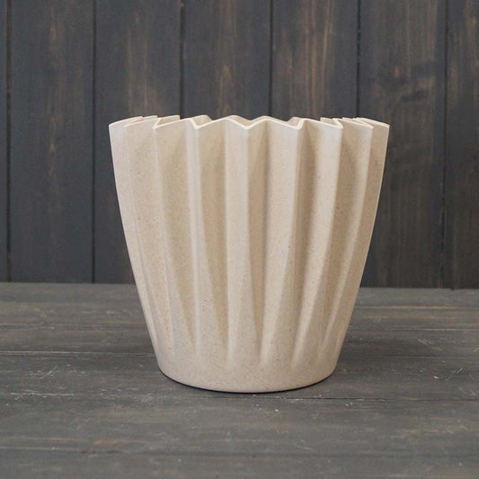 Earthy Natural Bamboo Corrugated Pot (19cm)