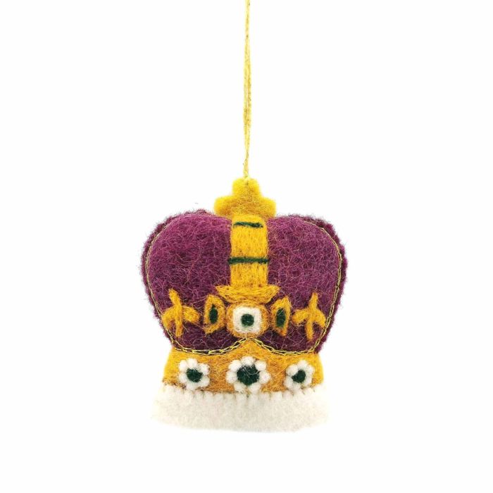Handmade Felt King Charles III Crown Hanging Decoration