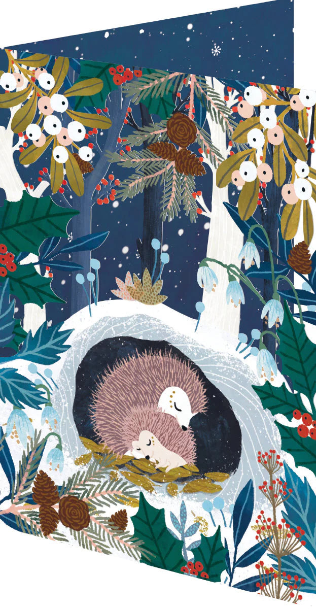 Sleeping Hedgehog Lasercut Card Christmas