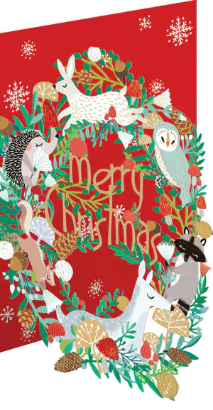 Animal Wreath Lasercut Card Christmas