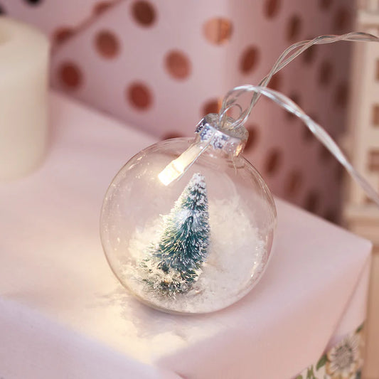 10 Snowy Christmas Tree Globe Fairy Lights