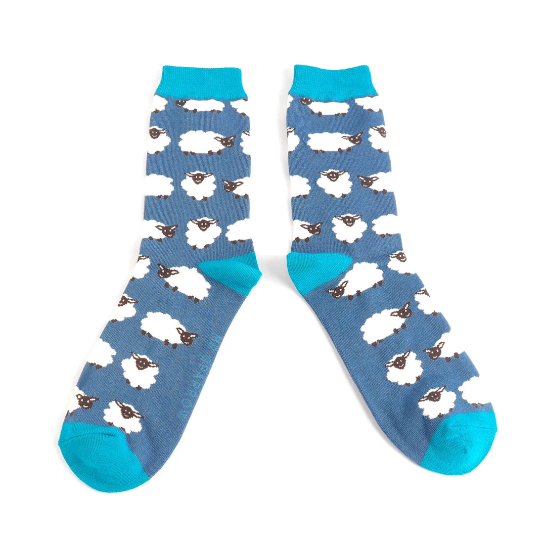 Mr Sparrow Happy Sheep Socks, Navy – Harewood House