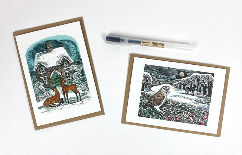 Christmas Cottage & Owl Flight Notecard Pack