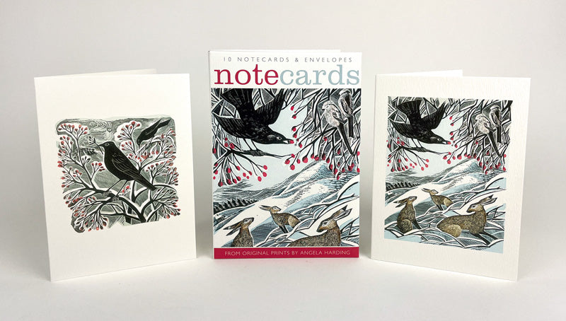 Hares in Conversation and Blackbird & Berries Notecard Pack