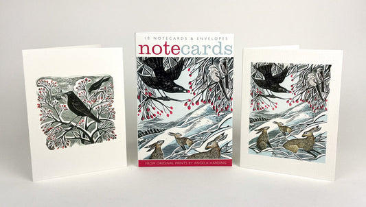 Hares in Conversation and Blackbird & Berries Notecard Pack