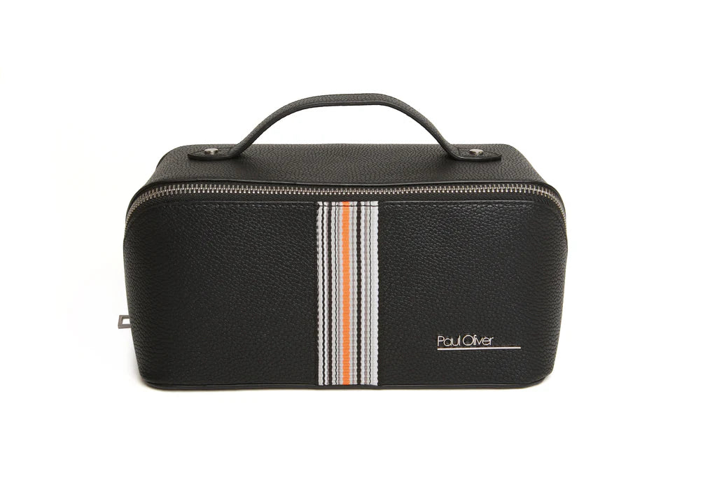 Mens Luxury Train Case with Orange Stripe