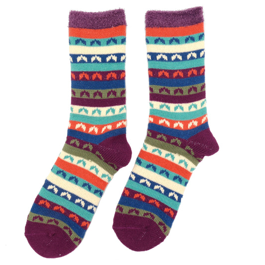 Fluffy Striped Socks Purple