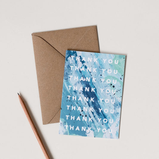 Thank You Blue Green Wash - Joy Jen Studio