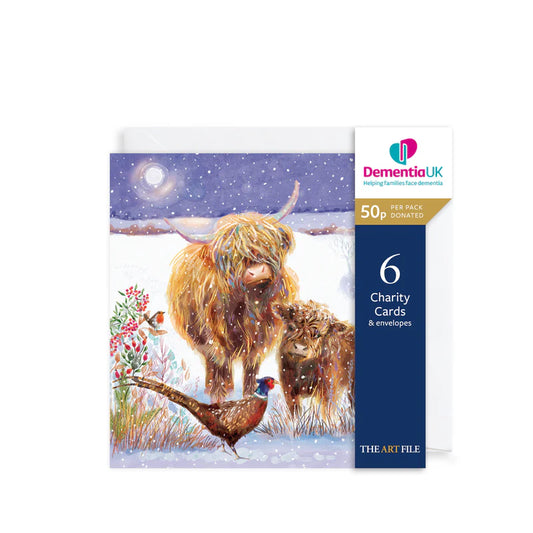 Highland Cattle Dementia Christmas Charity Cards (Pack of 6)