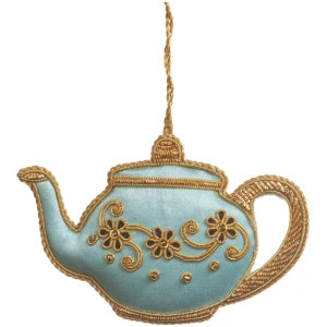 Blue Satin Tea Party Teapot Decoration