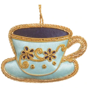 Blue Satin Tea Party Teacup Decoration