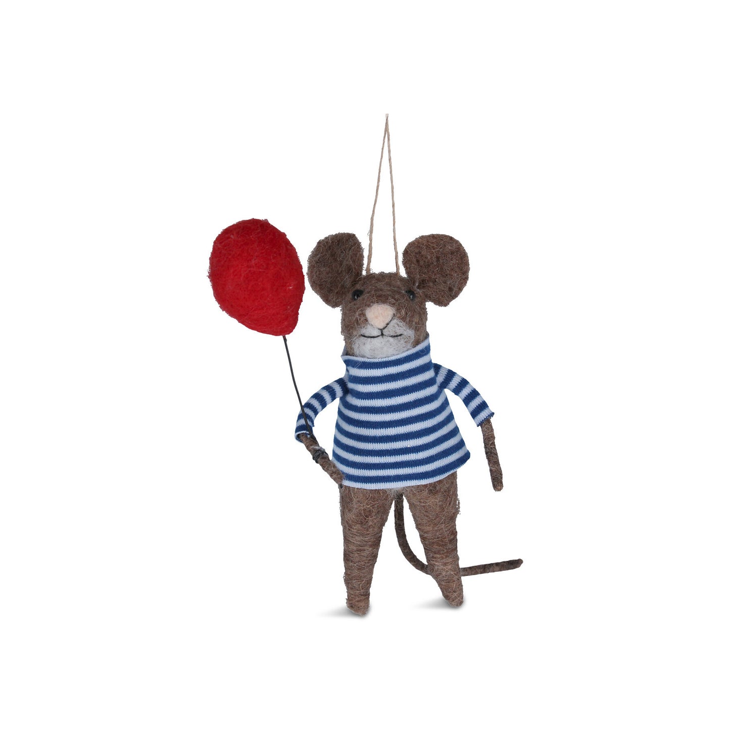 Mixed Wool Mouse with Stripy Jumper & Balloon Decoration