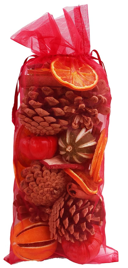 Large Cone Cinnamon & Fruit in Organza Bag