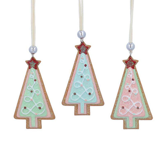 Resin Gingerbread Tree with Pastel Icing Decoration (6 assorted)