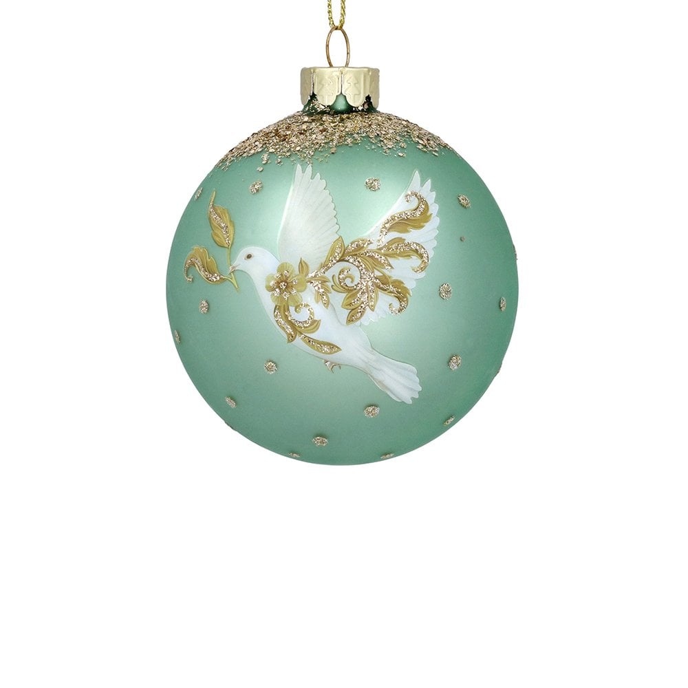 Matt Pale Green Rococo Dove Glass Ball