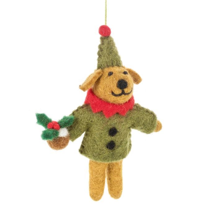 Handmade Felt Bernard the Dog Hanging Christmas Decoration