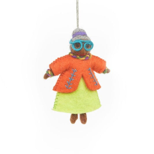 Handmade Felt Groovy Grannies Hanging Decoration (3 Assorted)