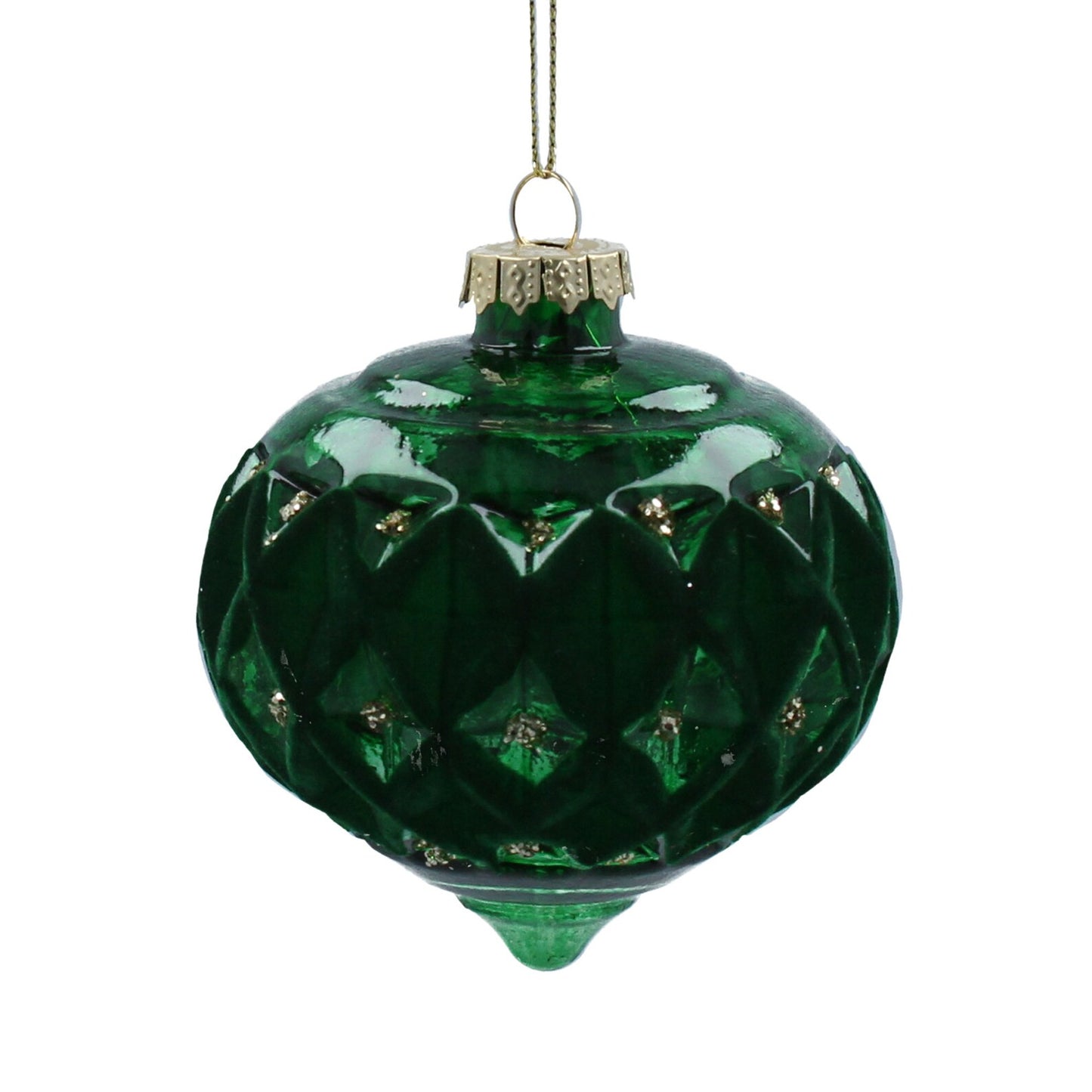 Green Faceted Glass Ogee