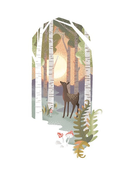 Deer in Forest - Modello Card