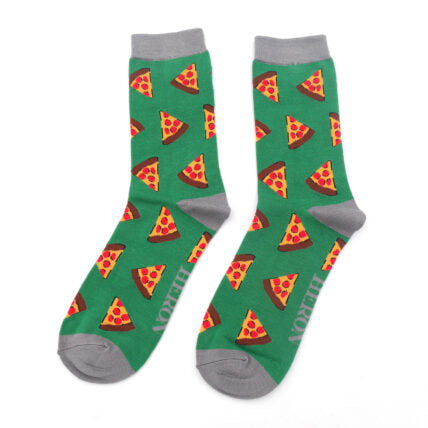 Mr Heron Socks - Pizza Slices, Green