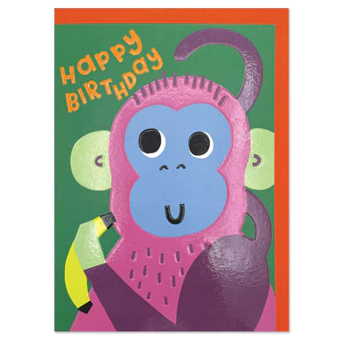 Happy Birthday Monkey - Raspberry Blossom