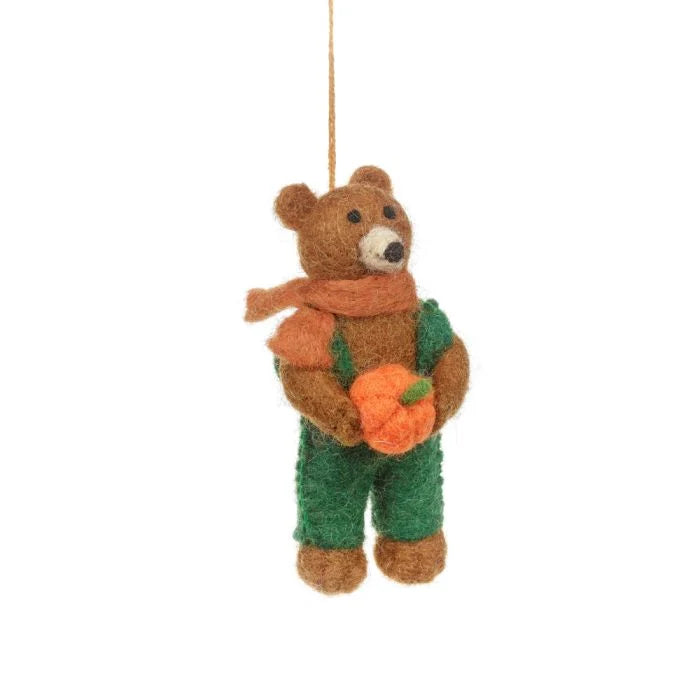 Handmade Felt Radley the Bear Hanging Autumnal Decoration