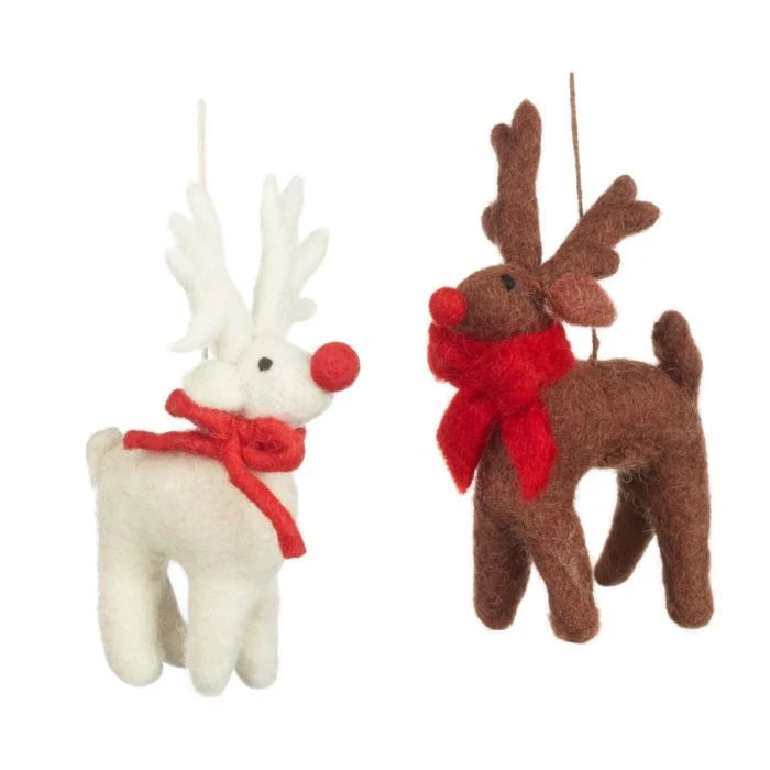 Handmade Felt Biodegradable Christmas Rudolph Hanging Decoration