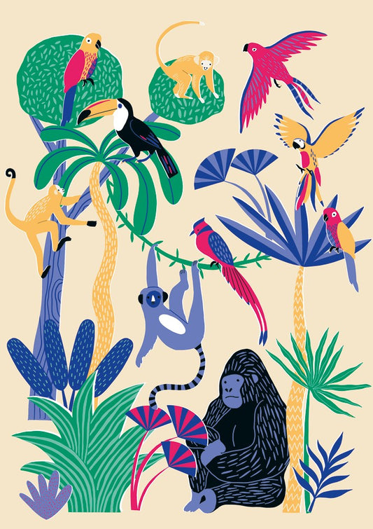 Gorillas and Parrots Card