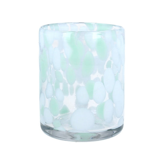Glass Tumbler 9cm - Mint Green Marble