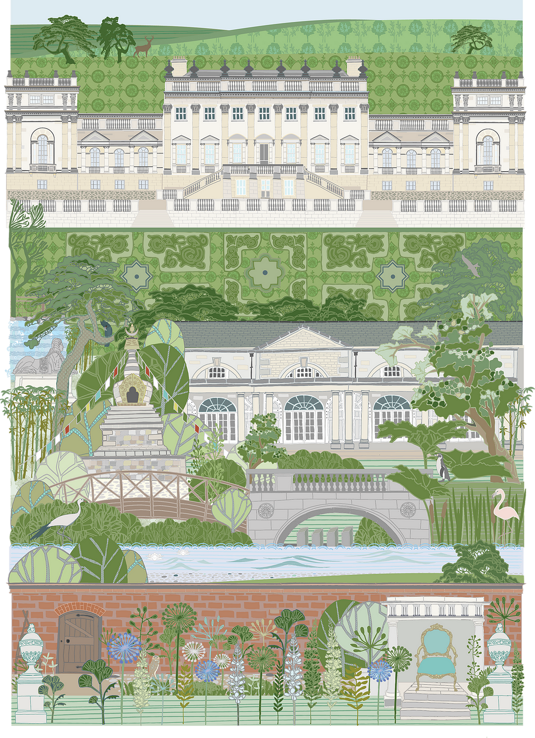 Harewood House, Stupa & Gardens - A4 Print