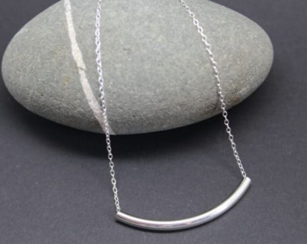 Minimal Silver Curve Necklace by Ami Hallgarth