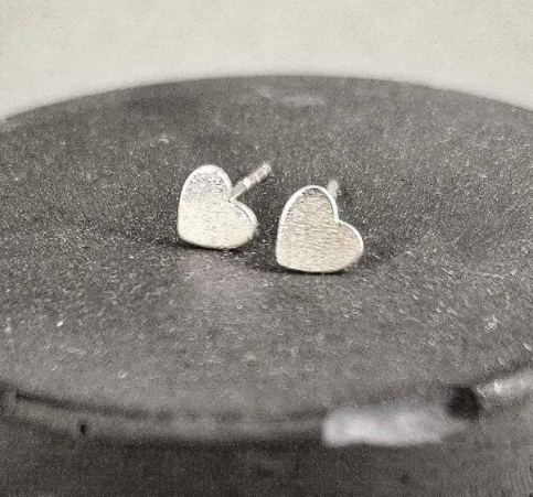 Tiny Silver Heart Stud Earrings by Ami Hallgarth
