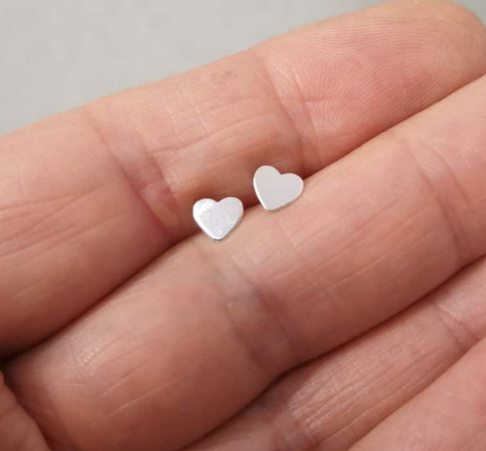 Tiny Silver Heart Stud Earrings by Ami Hallgarth