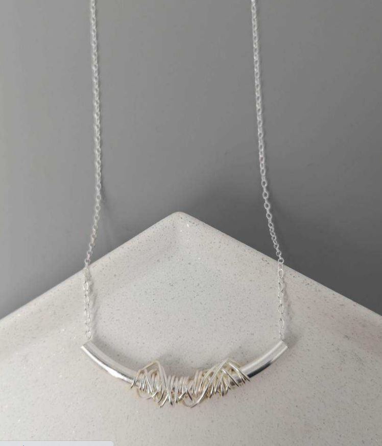 Silver Twist Wire Wrapped Necklace by Ami Hallgarth