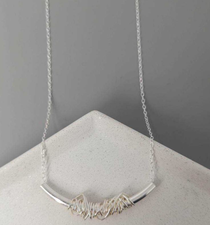 Silver Twist Wire Wrapped Necklace by Ami Hallgarth