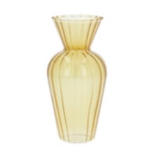 Yellow Glass Fluted Bud Vase