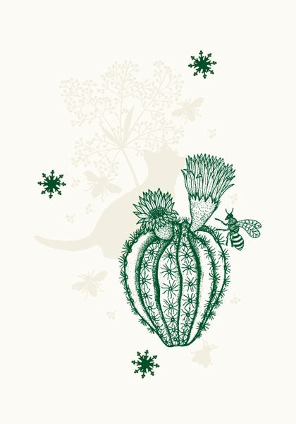 Green Cactus & Bee - Fossile Card
