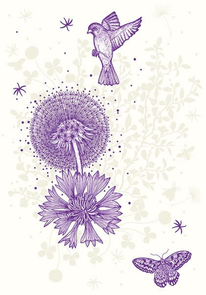 Purple Bird & Dandelion - Fossile Card