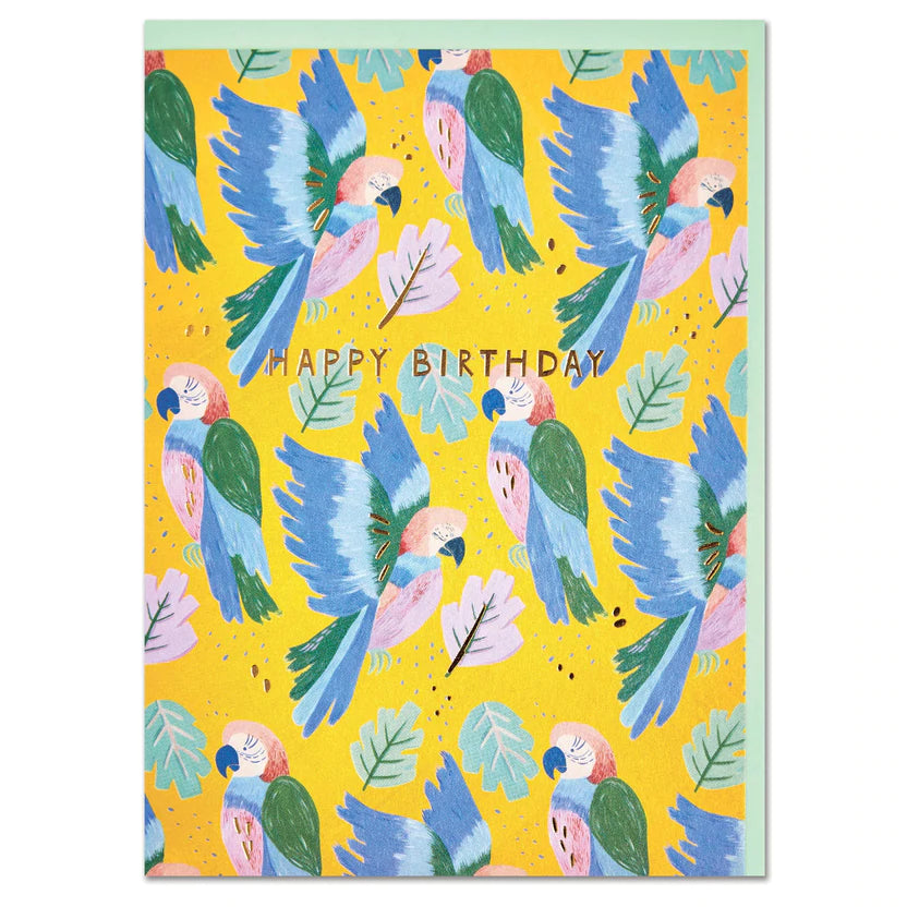 Happy Birthday Parrot Pattern - Raspberry Blossom