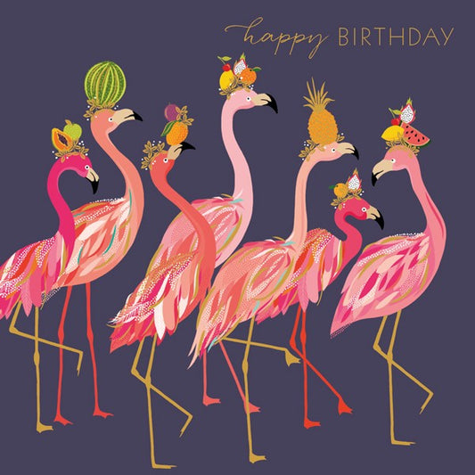 Flamingos Fruit Hats Card